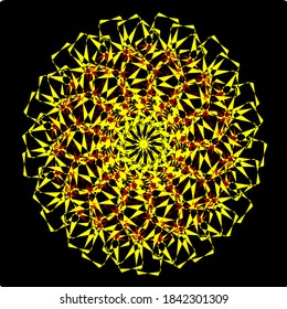 illustration vector graphic of mandala with squares, circle and rectangular shape black color