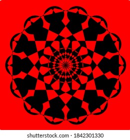 ilustración vectorial gráfico de mandala con cuadrados, forma circular y rectangular color negro