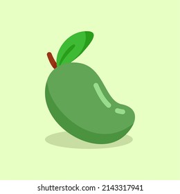 Illustration vector graphic of mango. Mango flat style isolated on a green background. The illustration is suitable for web landing page banners, flyers, stickers, cards, etc.
