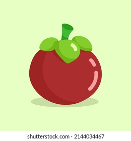 Illustration vector graphic of Mangosteen. Mangosteen flat style isolated on a green background. The illustration is suitable for web landing page banners, flyers, stickers, cards, etc.