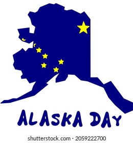 illustration vector graphic of map of alaska and the star that is the pattern of the flag perfect to use for alaska day, state holiday