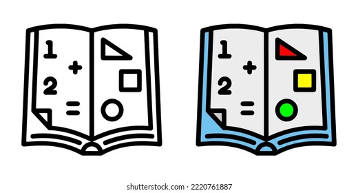 Illustration Vector Graphic of  math book, school study icon. Color and black cartoon Gambar.