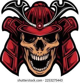  illustration vector graphic of the maurai skull head mascot good for logo sport ,t-shirt ,logo
