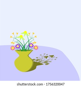 illustration vector graphic of meadow flowers in a jar with blue background