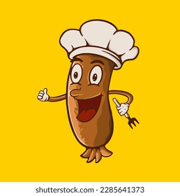 Illustration vector graphic of MEAT SAUSAGE FRIED suitable for logo product also for design merchandise