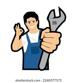 Illustration Vector Graphic Mechanic Man Suitable for Post Social Media, Backgorund, Logo, Banner, Poster And Many More