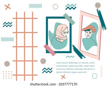 Illustration vector graphic of memphis, with frame. Perfect for background your banner, gift wrapping, sticker, cover books, wallpaper and many more