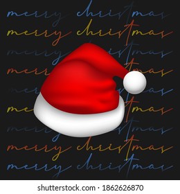 
illustration vector graphic of merry christmas with 3d santa claus hat