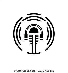 Illustration Vector graphic of microphone logo, fit for broadcast, podcast, radio etc.