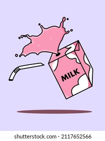 Illustration vector graphic of Milk Strawberry
