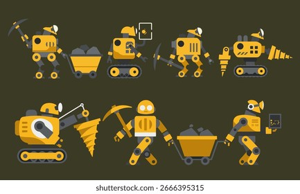 ilustração vetor gráfico de robôs mineiros