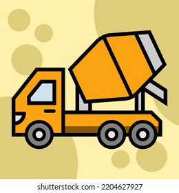 Illustration Vector Graphic Of Mixer Truck, Vehicle Construction, Work Icon