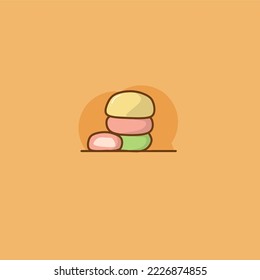 ilustración vectorial de mochi bueno para logotipos de marca de alimentos, afiches de comida, panfletos de comida y anuncios de comida