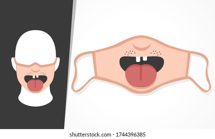 Illustration Vector Graphic Of Mocking Face In Mask Design