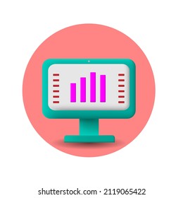 Illustration vector graphic of modern 3d illustration monitor with minimal concept design, good for 3d illustration design 