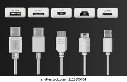 Illustration vector graphic of modern 3d realistic plugs cable design, good for 3d illustration plugs cables design