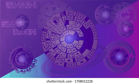 Illustration vector graphic modern background style with the dominoes in space theme 