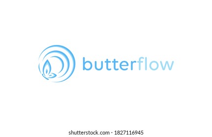illustration vector graphic of modern, beautiful, creative, simple, abstract mark, combination butterfly and water flow, water wave, puddle logo design