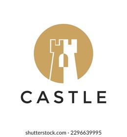 illustration vector graphic modern castle logo design with circle