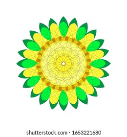 Illustration Vektorillustration Grafik der modernen dekorativen Blumenfarbe Mandala. Super Vektorillustration rund Formen.  geeignet für Logo, Symbol oder Symbol usw.