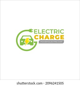 Illustration vector graphic of modern electric charging car Logo Design template