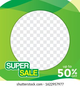 Illustration vector graphic of modern fluid super sale ads banner with green abstract background perfect for sale banner template design, digital marketing design in social media, and etc.