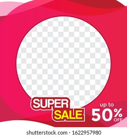 Illustration vector graphic of modern fluid super sale ads banner with pink abstract background perfect for sale banner template design, digital marketing design in social media, and etc.