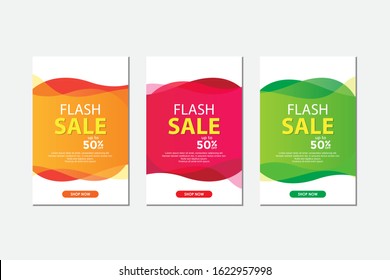 Illustration vector graphic of modern fluid for flash sale banner design collection. Discount banner promotion template. Special offer and sale up to 50% template design