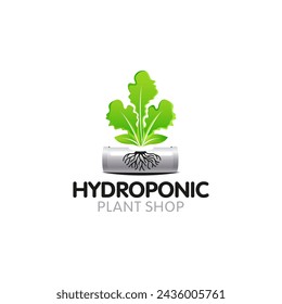 Illustration vector graphic of modern hydroponic farm with natural green leaf concept logo design 