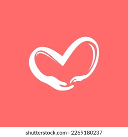 illustration vector graphic of modern, simple, flat, abstract mark, combination hand and heart love