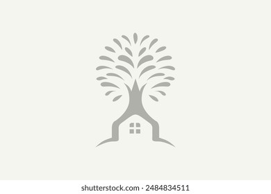 Illustration vector graphic of modern tree and home. Good for logo