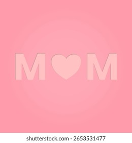 Gráfico de Vector de ilustración de texto de mamá con corazón sobre fondo rosa.