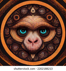 illustration vector graphic of monkey face in hand draw mandala style good for t-shirt, poster or edit and customize your design, card, banner, social media 