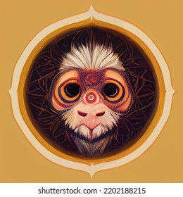illustration vector graphic of monkey face in hand draw mandala style good for t-shirt, poster or edit and customize your design, card, banner, social media 