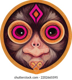 illustration vector graphic of monkey face in hand draw tribal mandala style isolated on white perfect for t-shirt, poster or edit and customize your design, card, banner