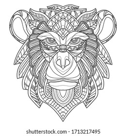 illustration vector graphic of monkey line art  for coloring books pattern