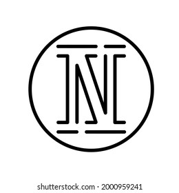 Ilustración vectorial gráfico de símbolo monocromo con letra N redondeada perfecto para logotipo, negocios, nombre de empresa y otros