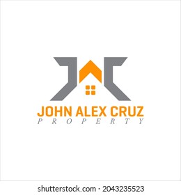 Illustration Vector Graphic of monogram logo of letter J A C, incorporated with a house and arrow. Good for realty, property, builder, houses.