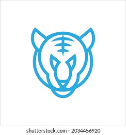 Illustration vector graphic of monoline tiger head logo with stye monoline logo.fit  for logo design template,icon,apps,element,etc.