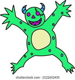 the illustration vector graphic monster happy good for children book,packaging design ,tshirt and marchendise design 