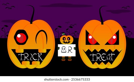 illustration vector graphic of monster pumpkin good for halloween event