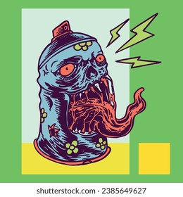 Illustration vector graphic monster spray good for merch purposes, especially if printed directly according to your wishes