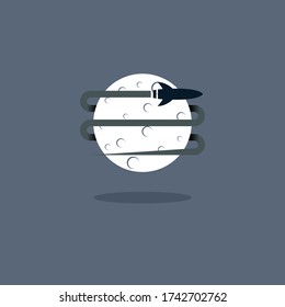 Illustration vector graphic of Moon and Rocket. Perfect to use for Technology Company