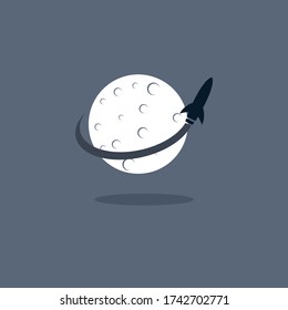 Illustration vector graphic of Moon and Rocket. Perfect to use for Technology Company