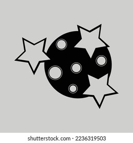 Illustration vector graphic of moon and star logo. Good for print on clothes.