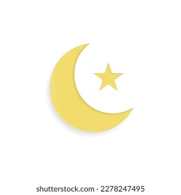 Ilustración vectorial gráfica de la luna y las estrellas con un simple toque de sombra. estilo de diseño plano. adecuado para plantillas de tarjetas de felicitación, banners, folletos, etc. modelos de diseño vectorial