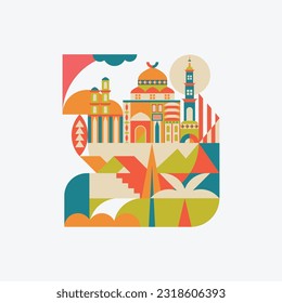 ilustración vectorial gráfico del área de mezquita perfecto para diseños con un tema de mezquita