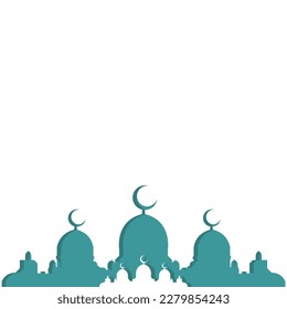 Illustration vector graphic of mosque background with colored domes and minarets and with shadow effect. flat design style with a touch of shadow. suitable for flyers, banners, etc. desain trmplates