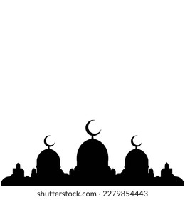 Illustration vector graphic of mosque background with black and white dome and minarets. flat design style. suitable for flyers, banners, greeting cards, etc. design vector templates