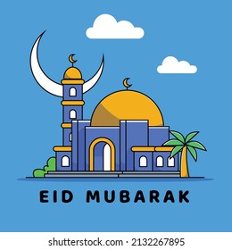 Illustration Vektorgrafik der Moschee in einer passenden blauen Farbe, perfekt, um Ihre Entwürfe im Monat Ramadan zu ergänzen.